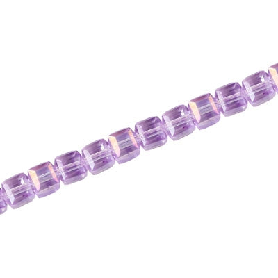 4 MM CRYSTAL CUBE BEADS PURPLE AB - 100 PCS