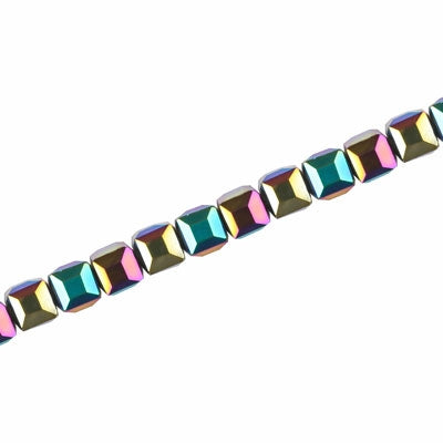 4 MM CRYSTAL CUBE BEADS METALLIC RAINBOW - 100 PCS