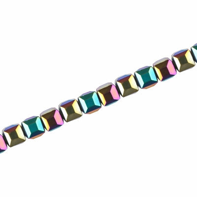 4 MM CRYSTAL CUBE BEADS METALLIC RAINBOW - 100 PCS