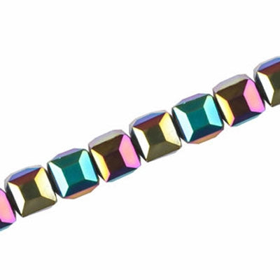 8 MM CRYSTAL CUBE BEADS METALLIC RAINBOW - 100 PCS