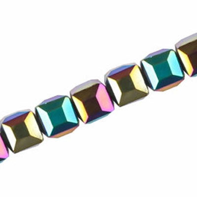 10 MM CRYSTAL CUBE BEADS METALLIC RAINBOW - 80 PCS