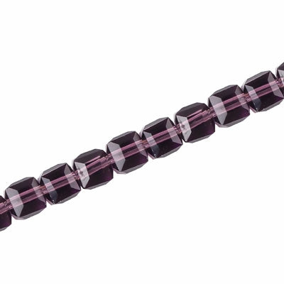 6 MM CRYSTAL CUBE BEADS AMETHYST - 100 PCS