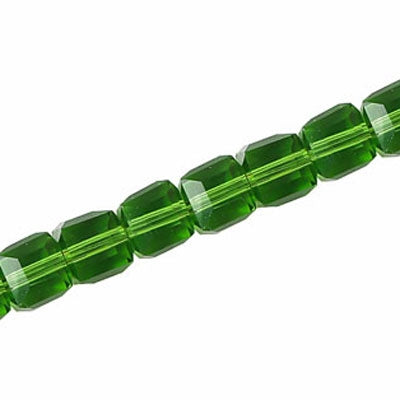 8 MM CRYSTAL CUBE BEADS GREEN - 100 PCS