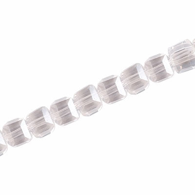 6 MM CRYSTAL CUBE BEADS CLEAR - 100 PCS