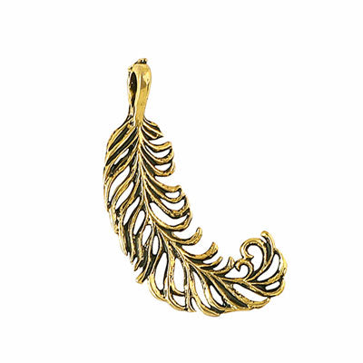 FEATHER CHARM 28 MM GOLD - 20 PCS