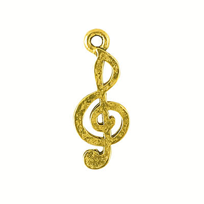 TREBLE CLEF MUSIC CHARM 20 MM GOLD - 20 PCS