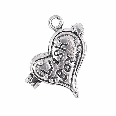 HEART LOCKET CHARM 17 MM SILVER - 1 PC