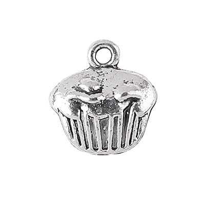 CUPCAKE CHARM 14 MM SILVER - 20 PCS