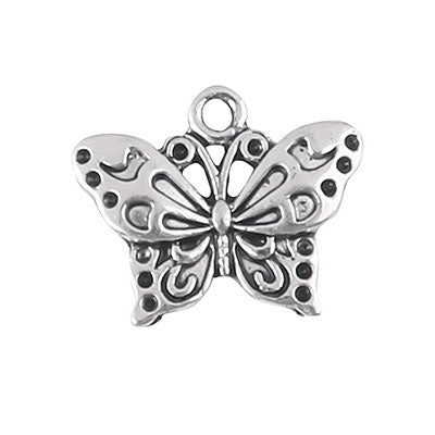 BUTTERFLY CHARM 16 MM SILVER - 15 PCS