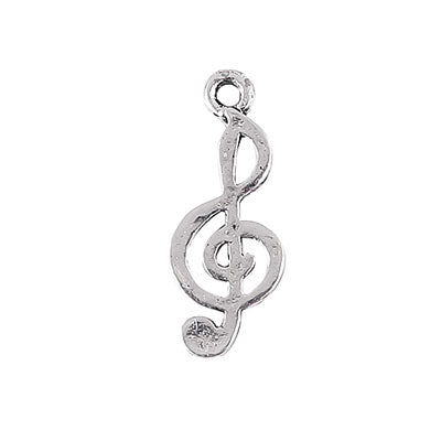 TREBLE CLEF MUSIC CHARM 20 MM SILVER - 20 PCS