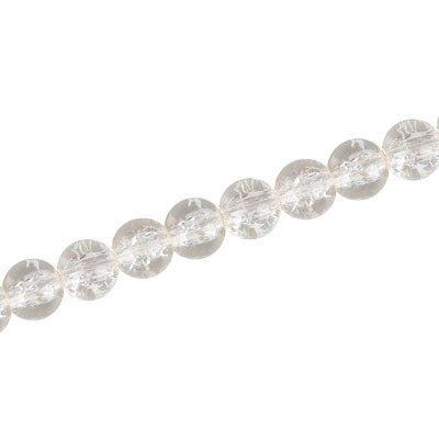 6 MM ROUND GLASS CRACKLE BEADS CLEAR - 130 PCS
