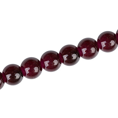 8 MM ROUND GLASS BEADS PLUM - 105 PCS