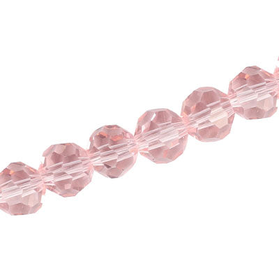 10 MM FACETED ROUND CRYSTAL BEADS APPROX 72/PCS - LIGHT PINK