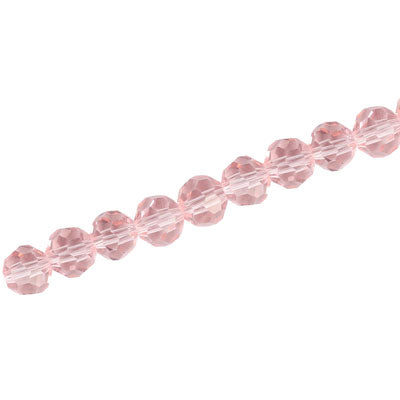 6MM FACETED ROUND CRYSTAL BEADS - APPROX 98/PCS - LIGHT PINK
