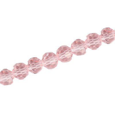 8MM FACETED ROUND CRYSTAL BEADS - APPROX 72/PCS - LIGHT PINK