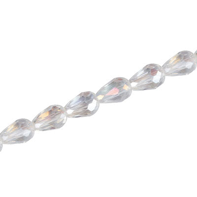 8 X 6 MM CRYSTAL TEARDROP BEADS CLEAR AB - APPROX 72 PCS