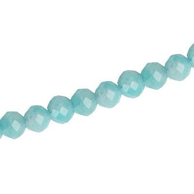 8MM FACETED ROUND CRYSTAL BEADS - APPROX 72/PCS  -  AQUA PEARL
