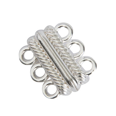20 X 17 MM SILVER MAGNETIC CLASP 3 STRAND - 2 PCS