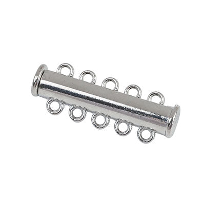 30 X 12 MM SILVER 5 STRAND MAGNETIC CLASP - 2 SETS