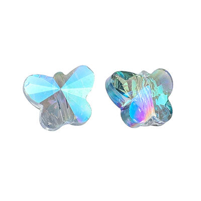 8 MM CRYSTAL BUTTERFLY BEADS RAINBOW - 6 PCS