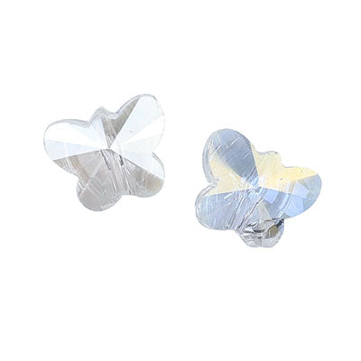 8 MM CRYSTAL BUTTERFLY BEADS CLEAR - 6 PCS