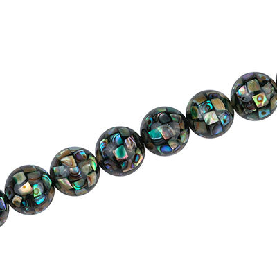 10 MM ROUND PAUA SHELL BEADS - 40 PCS