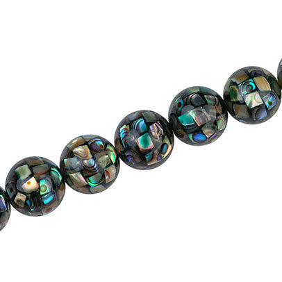 12 MM ROUND PAUA SHELL BEADS - 33 PCS