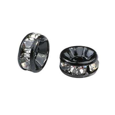 4 - 10 MM RHINESTONE SPACER - BLACK / CLEAR