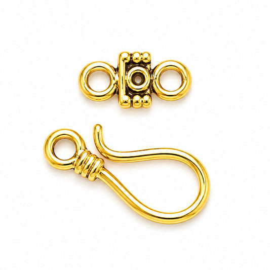 24x10mm Gold Hook-and-Eye Clasp - 9 Sets