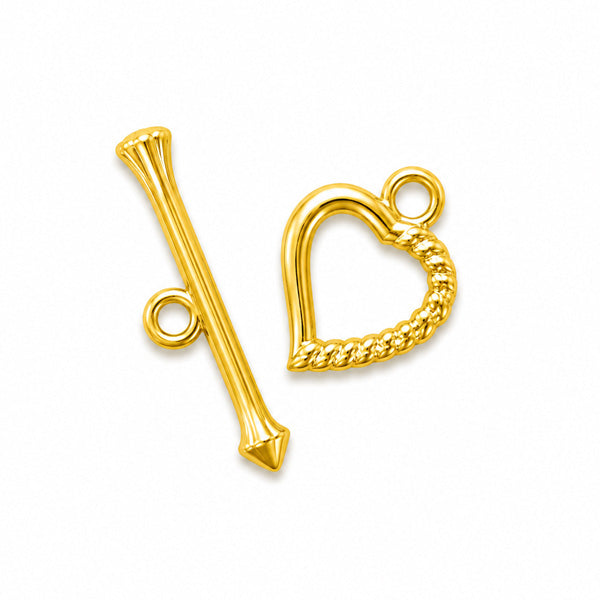 12mm Gold Heart Toggle - 3 sets