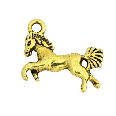 HORSE CHARM 15 X 18 MM GOLD - 8 PCS