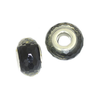 14 MM (5 MM HOLE) LARGE HOLE BEADS - INSIDE COLOUR BLACK - 6 PCS