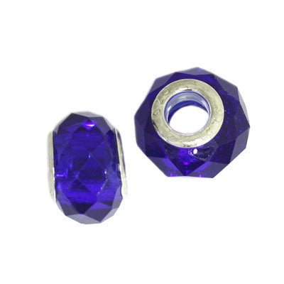 14 MM (5 MM HOLE) LARGE HOLE BEADS - ROYAL BLUE - 6 PCS