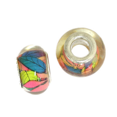 14 MM WITH (5 MM HOLE) LARGE HOLE BEADS - MIX COLOUR - 6 PCS