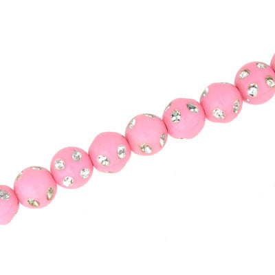 8 MM PINK SPARKLY BEADS - 38 PCS