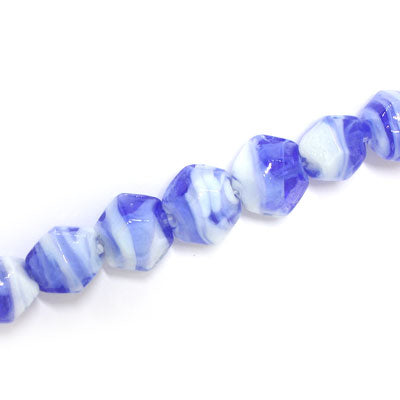 12 MM GLASS BEADS BLUE / WHITE SWIRL - 25 PCS