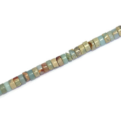 IMPERIAL JASPER 4.5 MM X 2 MM DISC LIGHT BLUE / BROWN - APPROX 190 PCS