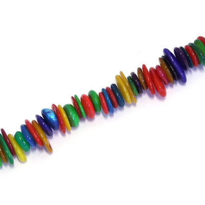 8 - 12 MM APPROX SHELL CHIP BEADS MIX COLOURS - 80 CM STRAND