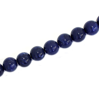 9 MM ROUND BEADS - DARK BLUE SWIRL - 32 PCS