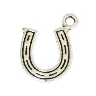 HORSE SHOE CHARM 14 MM SILVER - 20 PCS