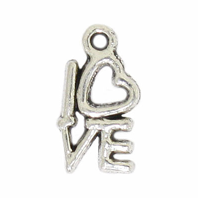 LOVE CHARM 14 MM SILVER - 40 PCS