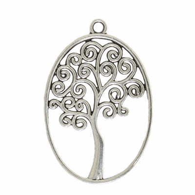 TREE OF LIFE CHARM 40 X 26 MM SILVER - 6 PCS