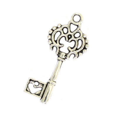 KEY CHARM 27 MM SILVER - 10 PCS