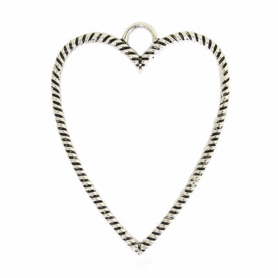 HEART CHARM 63 MM SILVER - 2 PCS