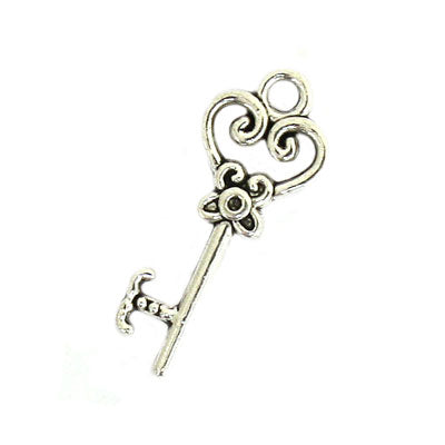 KEY CHARM 20 MM SILVER - 20 PCS