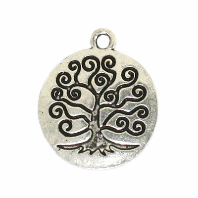 TREE OF LIFE CHARM 22 MM SILVER - 6 PCS