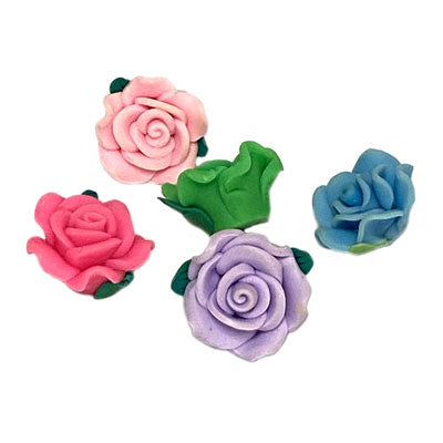 18 X 10 MM POLYMER CLAY FLOWER BEADS MIX COLOURS - 10 PCS