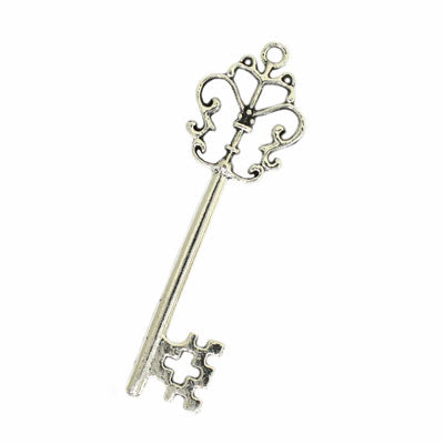 KEY CHARM 58 MM SILVER - 5 PCS