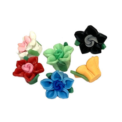 15 X 10 MM POLYMER CLAY FLOWER BEADS MIX COLOURS - 10 PCS