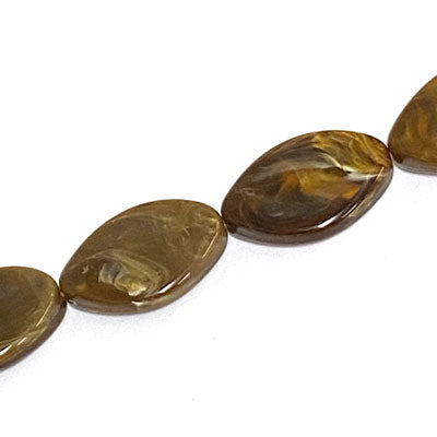 29 X 19 MM BEADS - CARAMEL SWIRL - 10 PCS